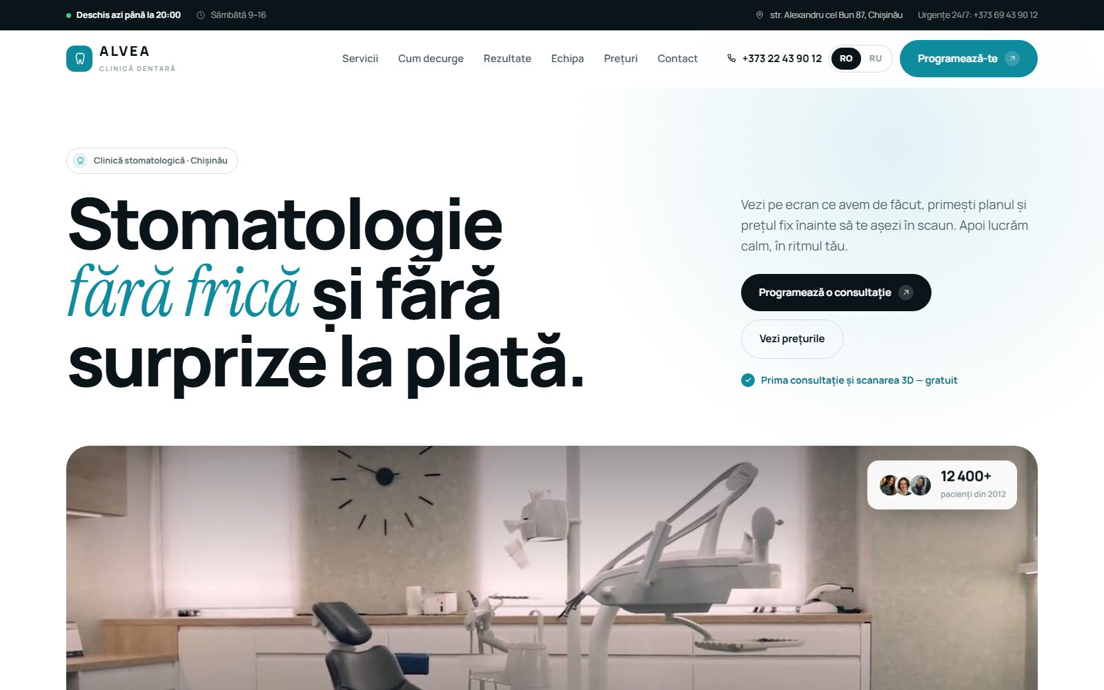 ALVEA — site pentru o clinică stomatologică